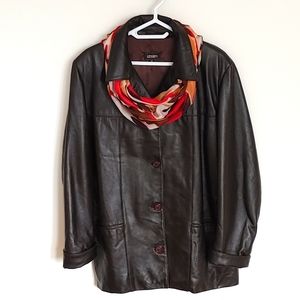 Vintage Brown Leather Coat Size 12 Women